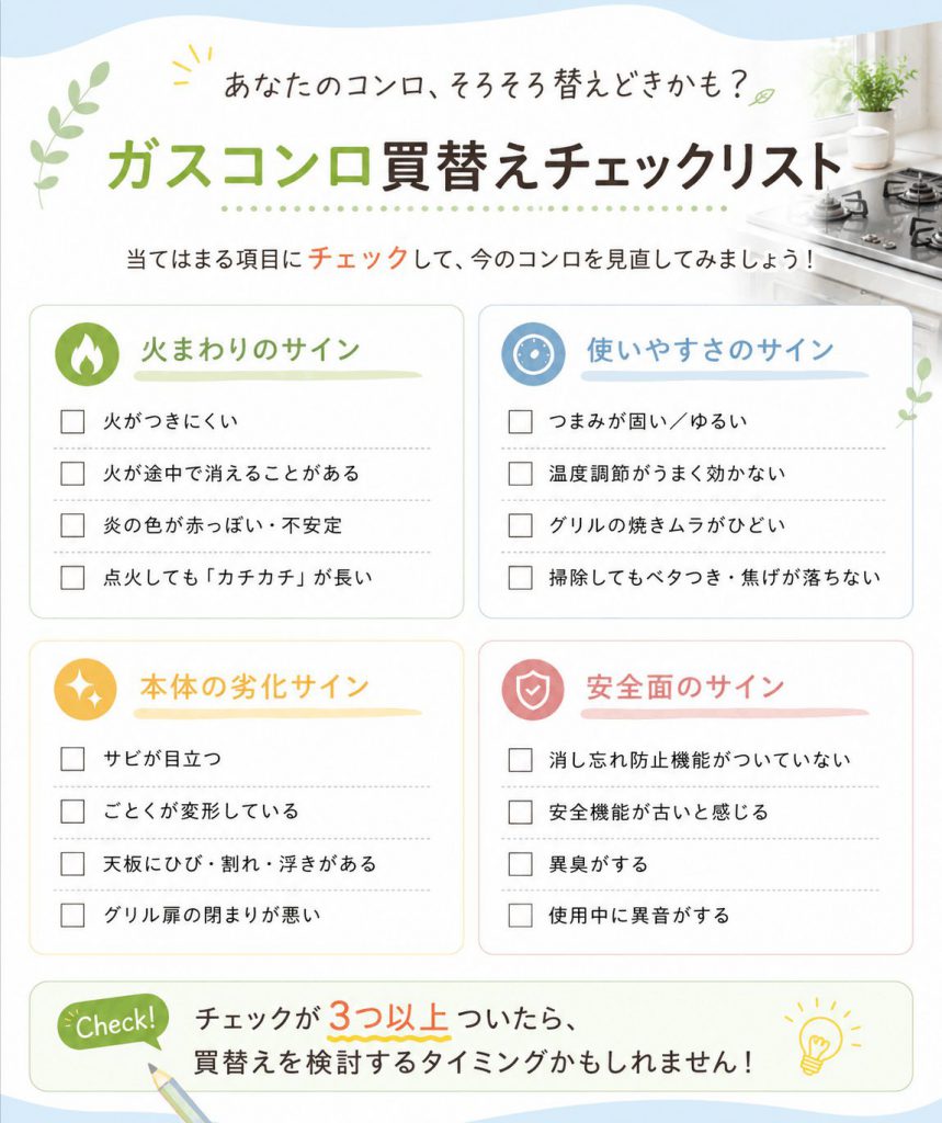 ガスコンロ、そろそろ寿命かも？買い替えチェックリスト｜エナジー